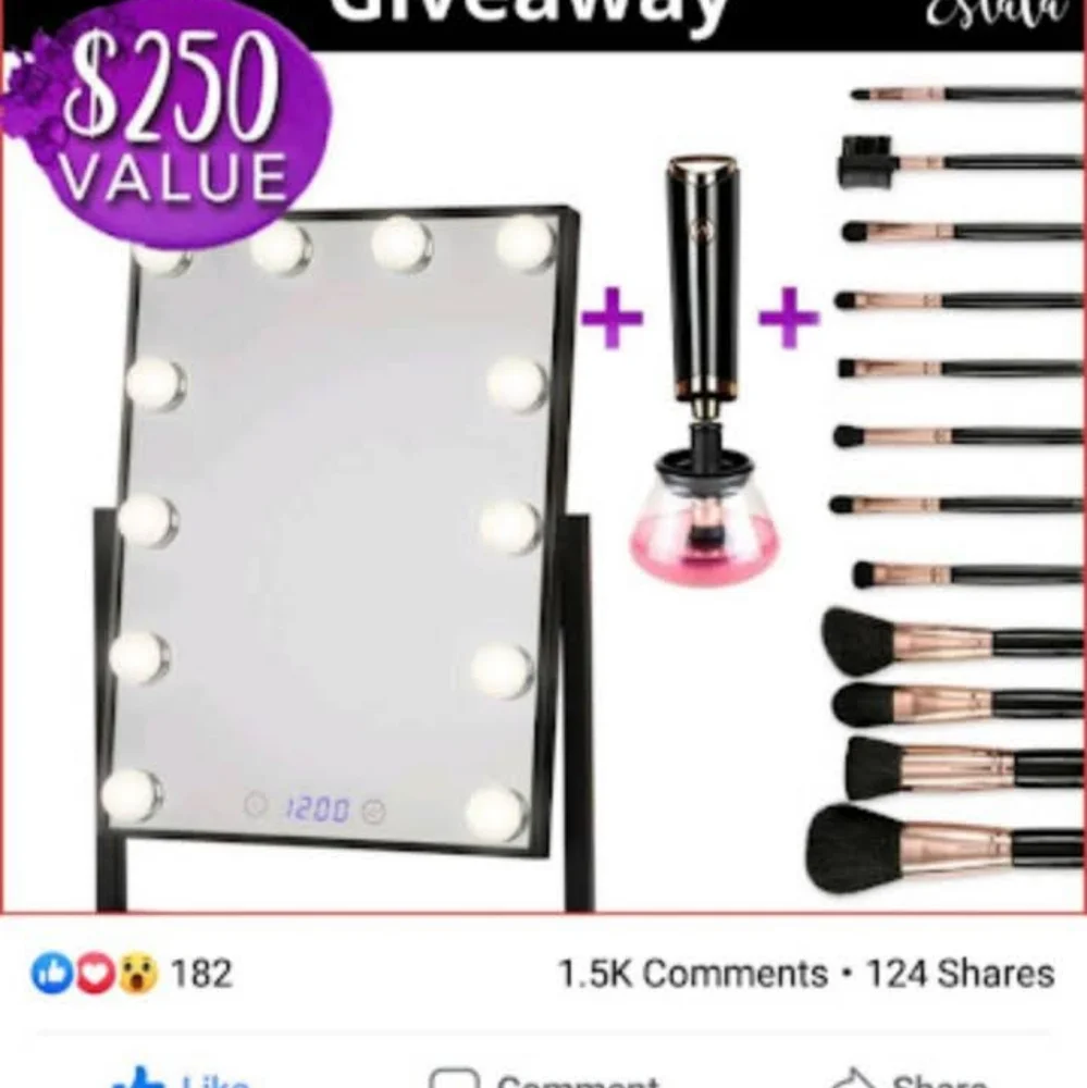 Estala Vanity Makeup LED Mirror W/ Makeup Brushes & Makeup Cleaner